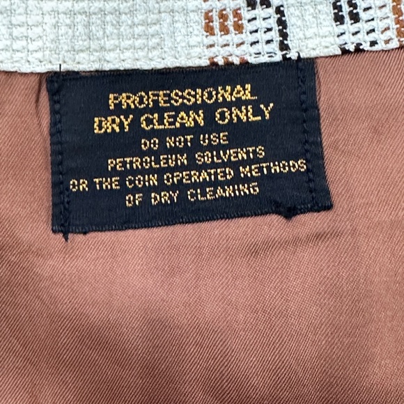 Vintage 70s Plaid Blazer Sport Coat Brown Cream Varra of Italy Fabric 42 Long - Picture 10 of 10